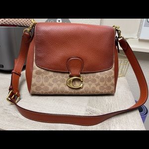 Coach May bag in signature logo rust and tan color